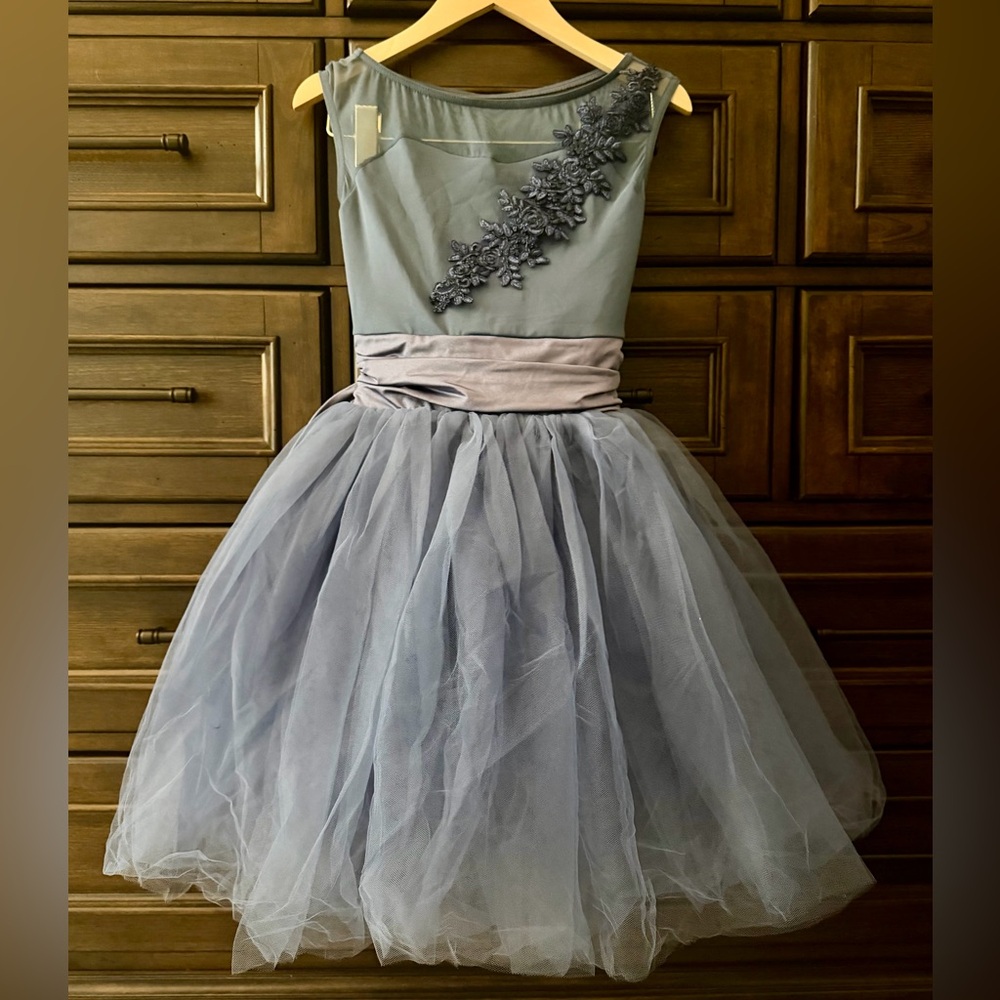 Weissman Periwinkle Ballet Costume with Floral Appliqué - Size M (Child) - EUC